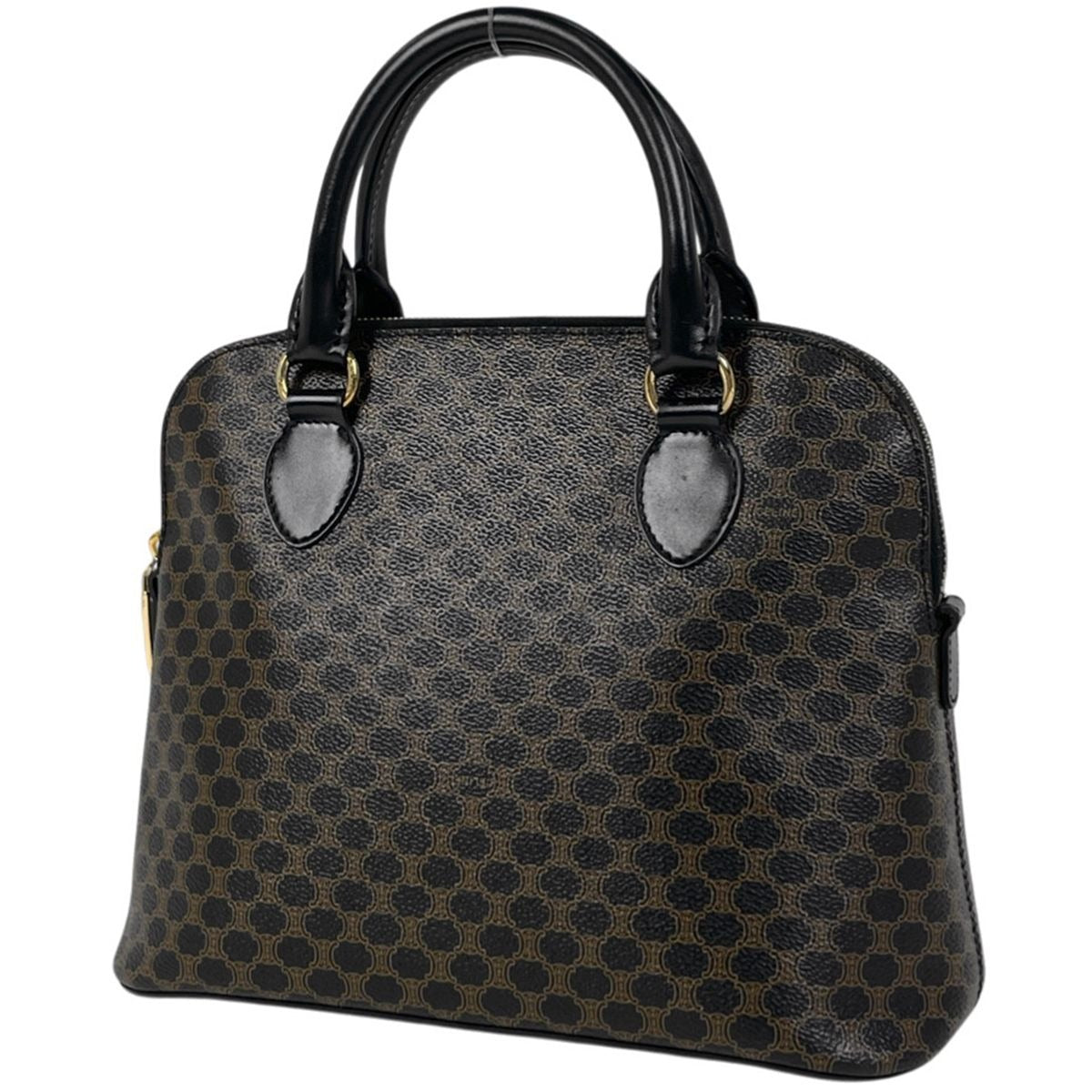 Celine Macadam Pattern 2-Way Shoulder Bag Black Brown
