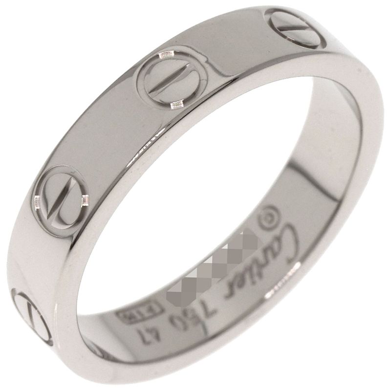 Cartier Mini Love Ring #47 Ring - 18K White Gold Ladies