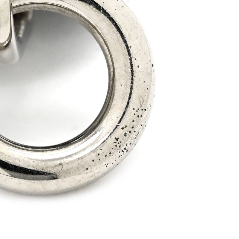 Hermes Earrings Tattersalls Enamel Metal Navy X White Horse Print [box