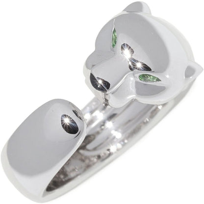 Cartier Ring 18K White Gold Tsavorite Garnet Onyx Panther De Cartier Ring Masai
