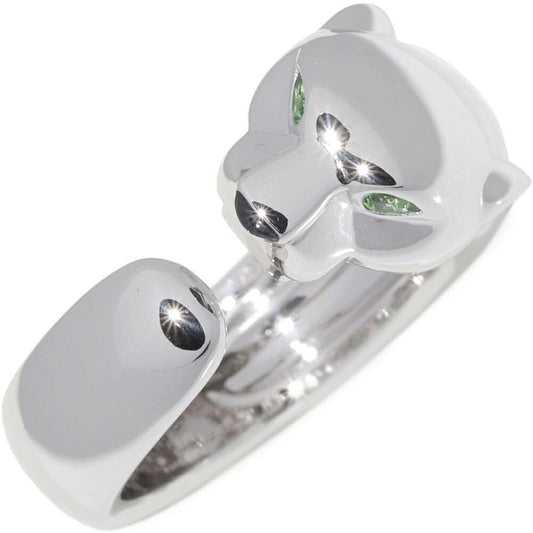 Cartier Ring 18K White Gold Tsavorite Garnet Onyx Panther De Cartier Ring Masai