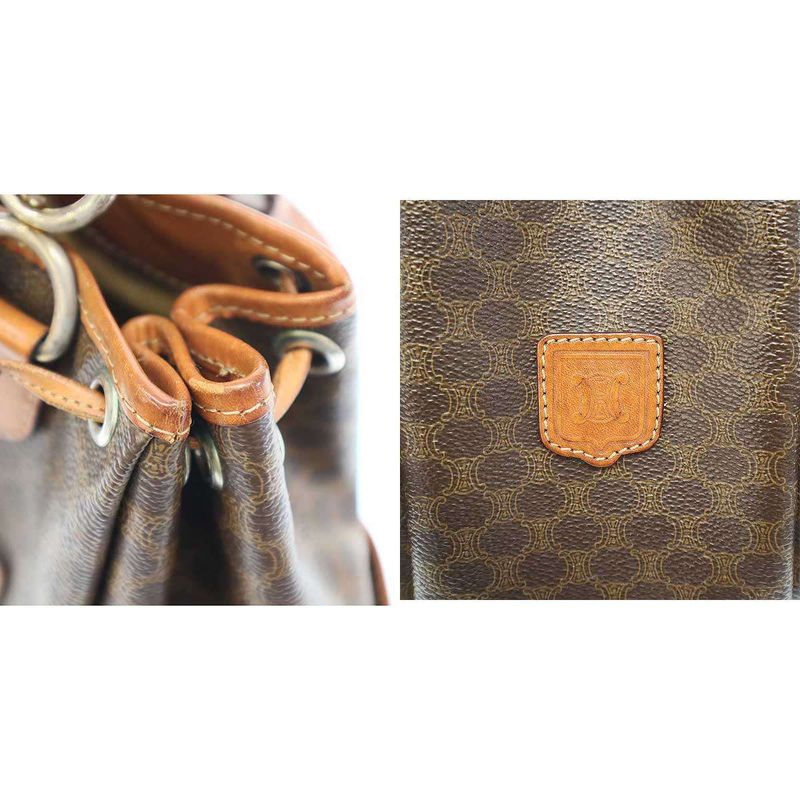 Celine Vintage Macadam PVC Shoulder Bag Brown