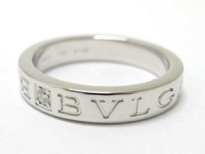 Bvlgari Ring Double Logo Bvlgari 750wg 18K White Gold White Togo Old Diamond