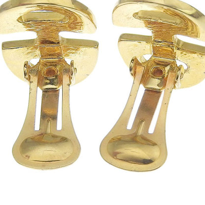 Celine Y2K Vintage Signature Engraved Gold Metal Horsebit Earrings Ring GP