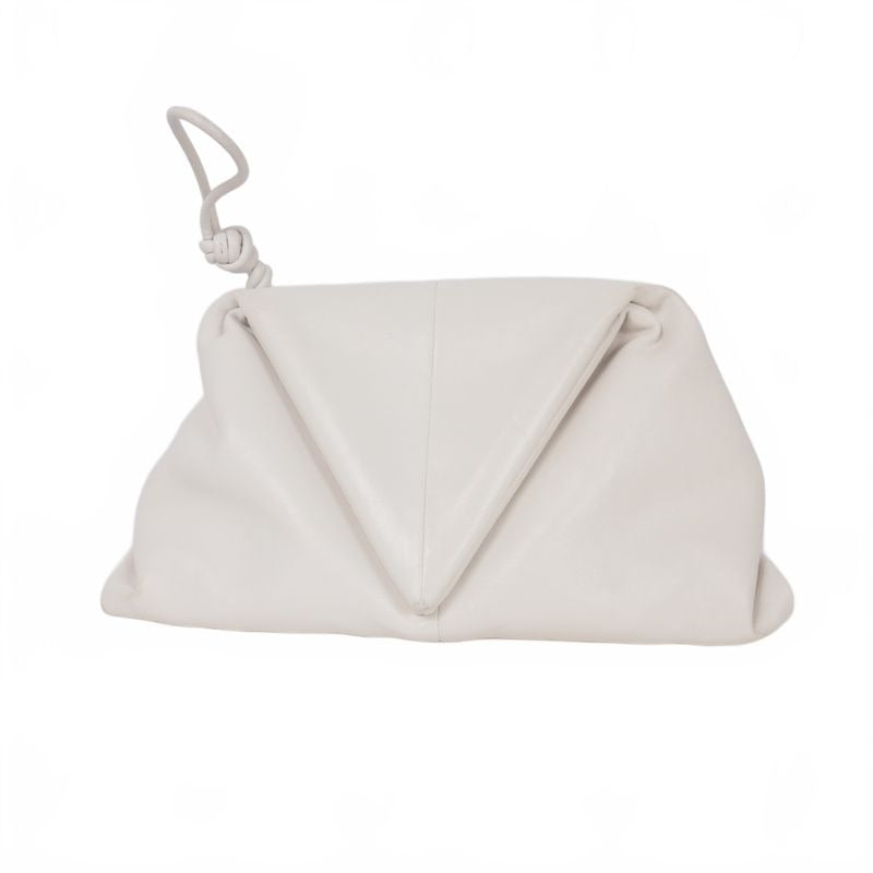 Bottega Veneta Triangle Clutch Bag Leather White