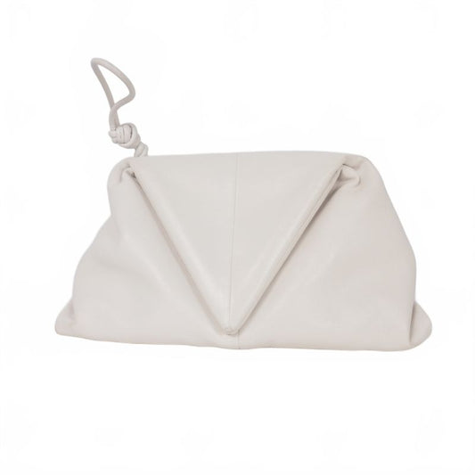 Bottega Veneta Triangle Clutch Bag Leather White