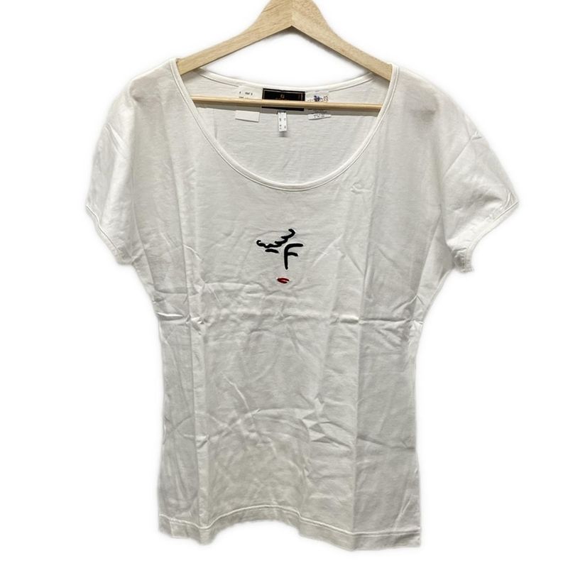 Fendi Short Sleeve T-shirt Size J 42 Women - White Black And Red Embroidery