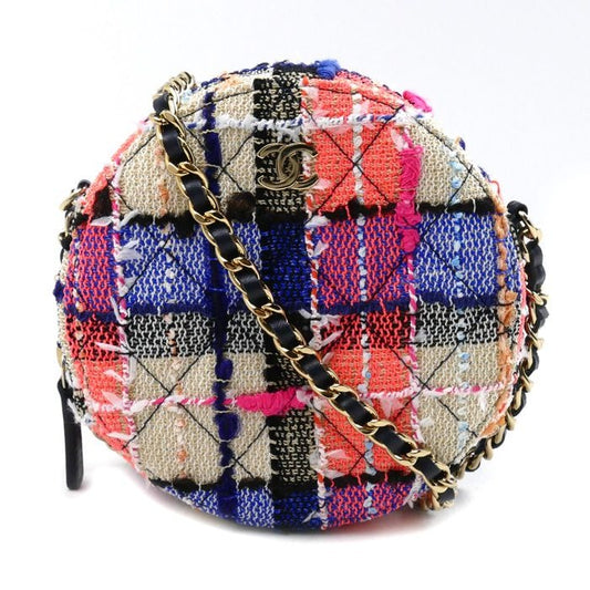 Chanel Round Mini Classic Chain Shoulder Bag Multicolor Ap0245 Tweed Multi