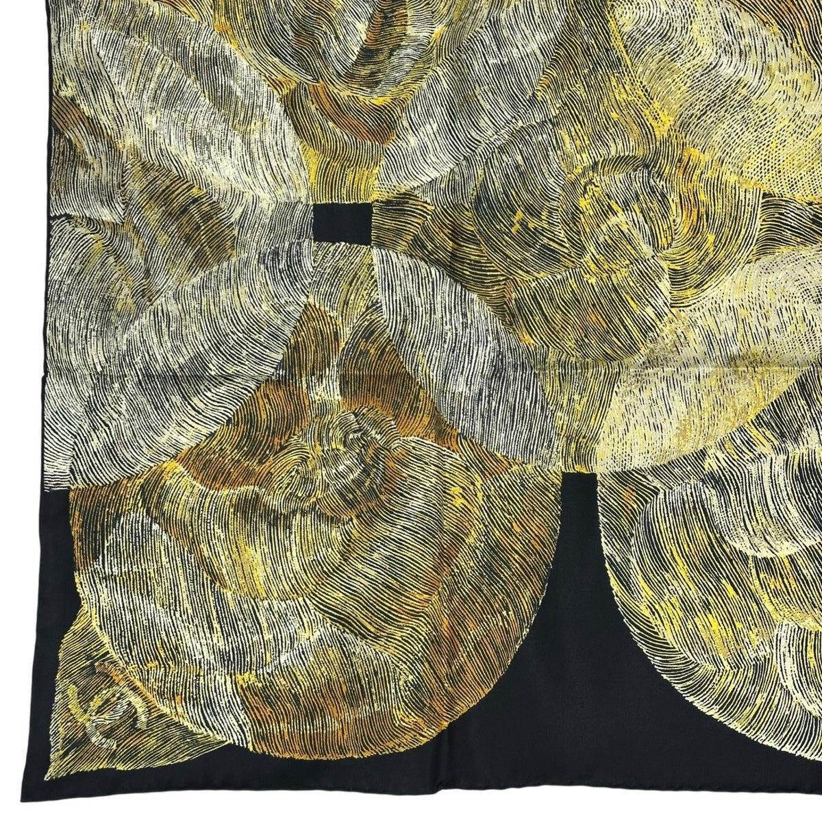Chanel Scarf Camellia CC Logo Silk Black Yellow — view 5