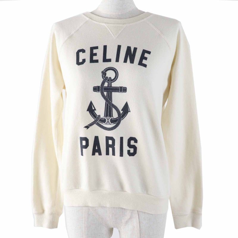 Celine 2y244450i Cotton Cashmere Anchor Print Long Sleeve Sweatshirt Off White