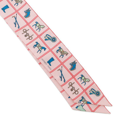 Hermes Scarf Twill Horsewear Couvertures Et Tenues de Jour Silk Rose Blue Veil
