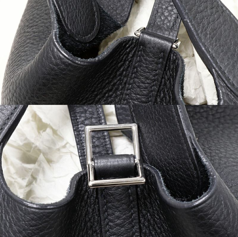 Hermes Handbag Tote Picotin 22mm (087in) Taurillon Cles Mance Black Silver
