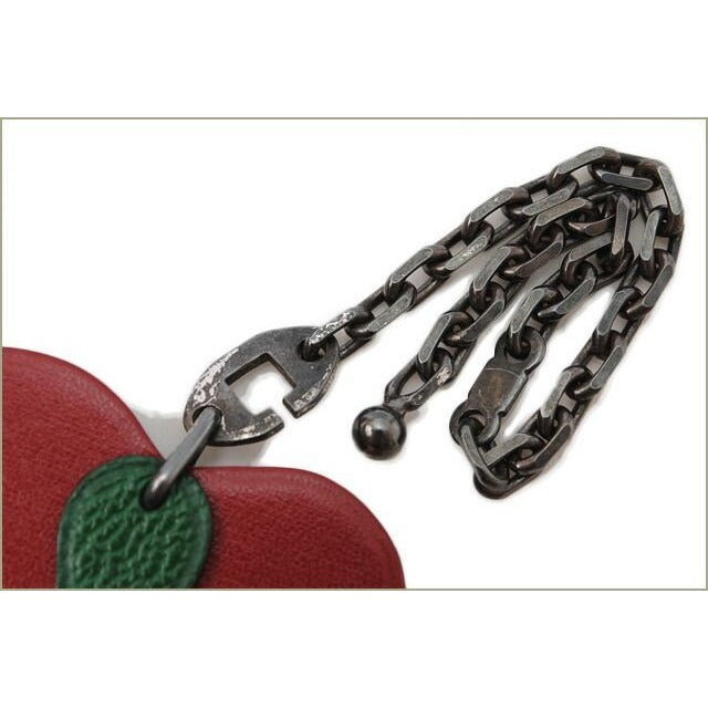 Hermes Bag Charm Lanyard Key Holder Apple Leather Red Green — view 3