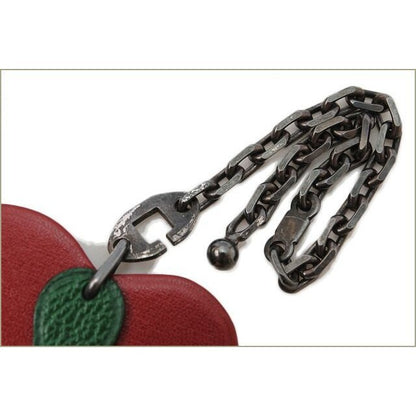 Hermes Bag Charm Lanyard Key Holder Apple Leather Red Green — view 3