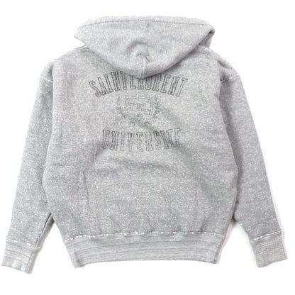  Saint Laurent 2022 704159 Cotton Back Print Damaged Pullover Hoodie Grey M