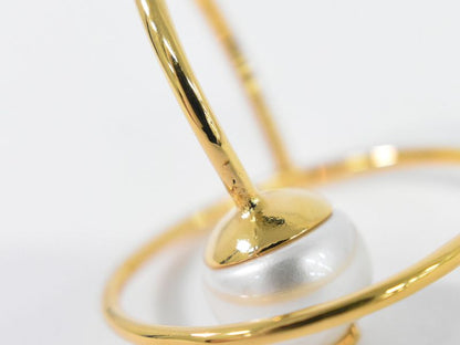 Authentic Louis Vuitton LV Eclipse Faux Pearl Ring M Size 14 GP Gold Plated