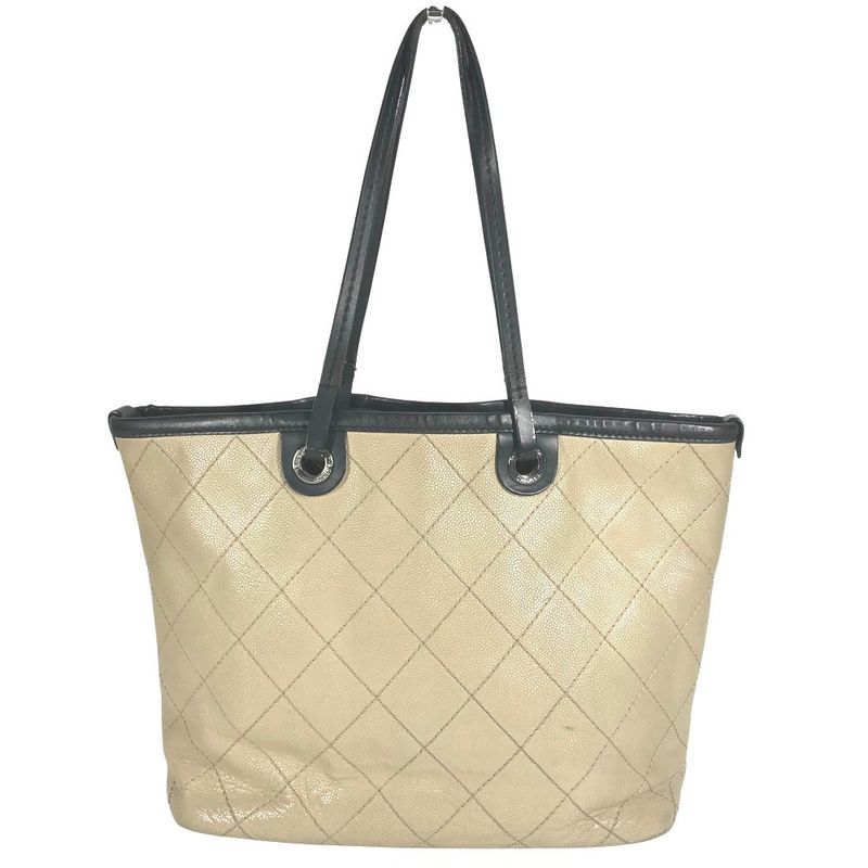 Chanel Shoulder Bag On The Road Matelasse Quilted Bicolor A92211 Caviar Skin