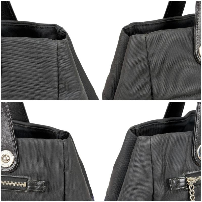 Chanel Paris Biarritz Mini Tote Shoulder Bag Navy Blue Black Bicolor Shoulder