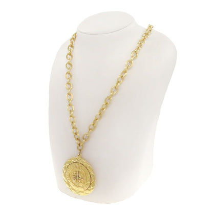 Chanel Relief Matelasse Framed Round Reversible Pendant Necklace Women