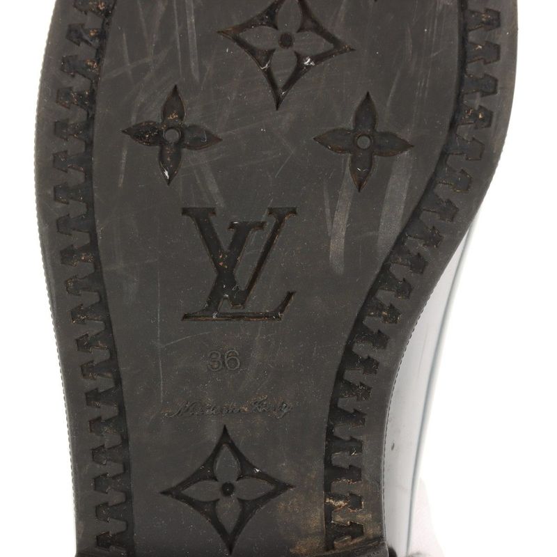 Louis Vuitton Monogram Drops Line Rubber Long Boots Women's 36 Black Made In