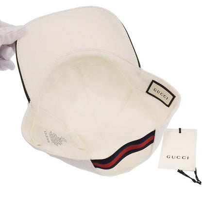 Gucci 387554 100% Cotton Webline Interlocking G Cap White XL 60cm (23.62in)