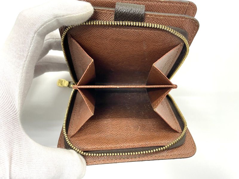 Louis Vuitton Monogram Compact Zipped Folding Wallet M61667 Brown Made In Spain