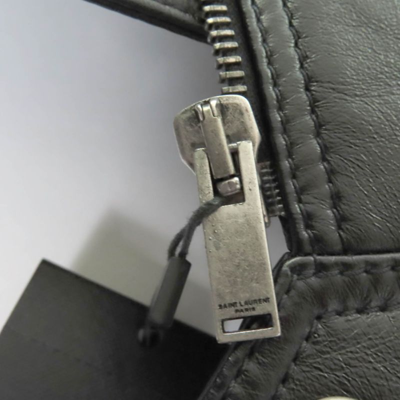 Saint Laurent Paris 589455 Power Shoulder Calfskin Riders Jacket Black 38 Made