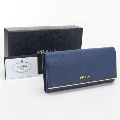 Prada 1mh132 QME F0016 Long Saffiano Leather With Ni Fold Coin Purse Women