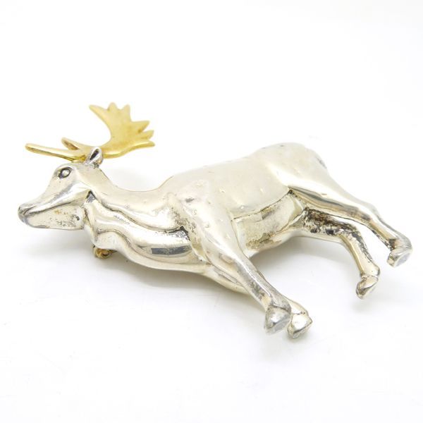 Tiffany & Co Silver Brooch 1988 Reindeer Sv+yg Sterling Vintage Tiffany & Co
