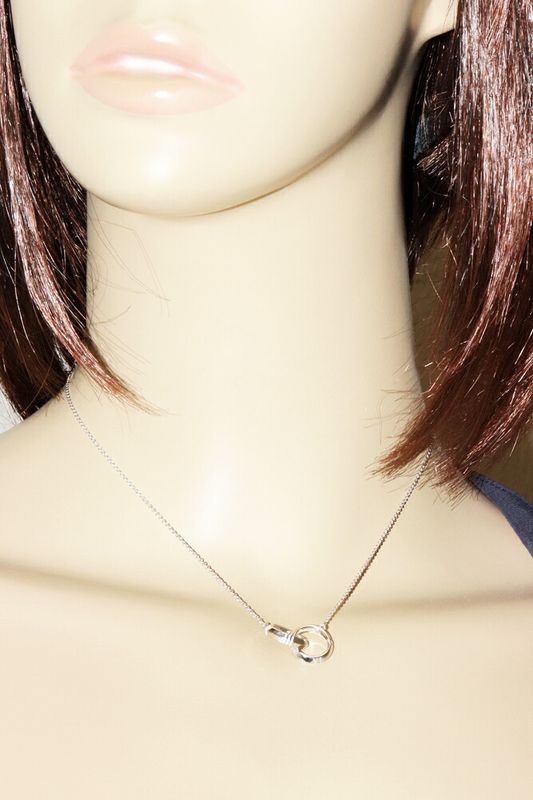 Tiffany & Co Pendant Necklace 18K White Gold Atlas X Closed Interlocking