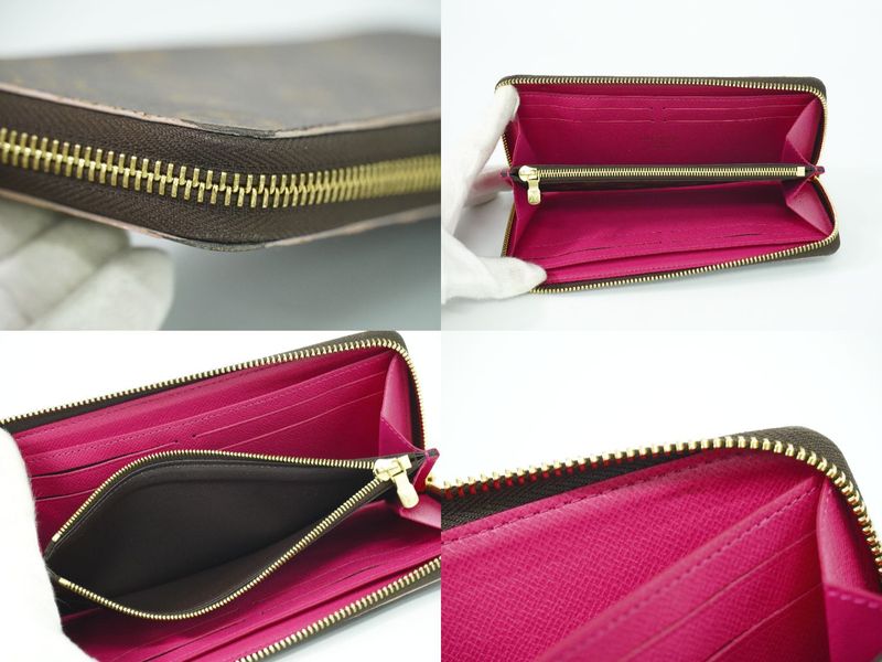 Authentic Louis Vuitton LV Portefeuille Clemence Monogram Long Wallet Brown