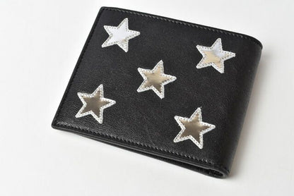 Saint Laurent Wallet YSL Saint Laurent Men's Foldable Wallet Star Leather Black