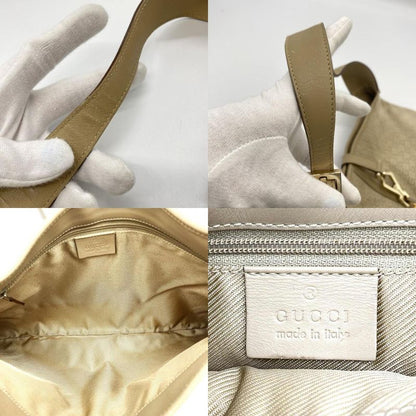 Gucci 001 4057 Shoulder Bag GG Suede Beige One Shoulder Women Men Fashion