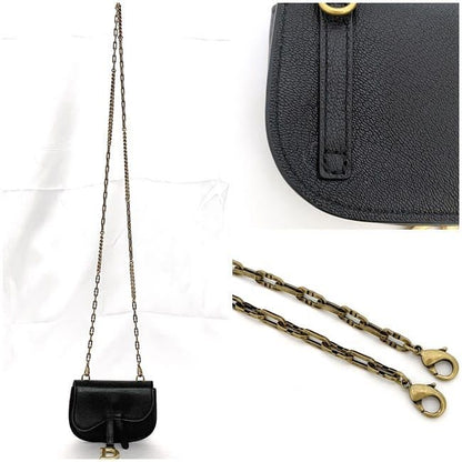 Christian Dior Chain Mini Pouch Black Saddle
