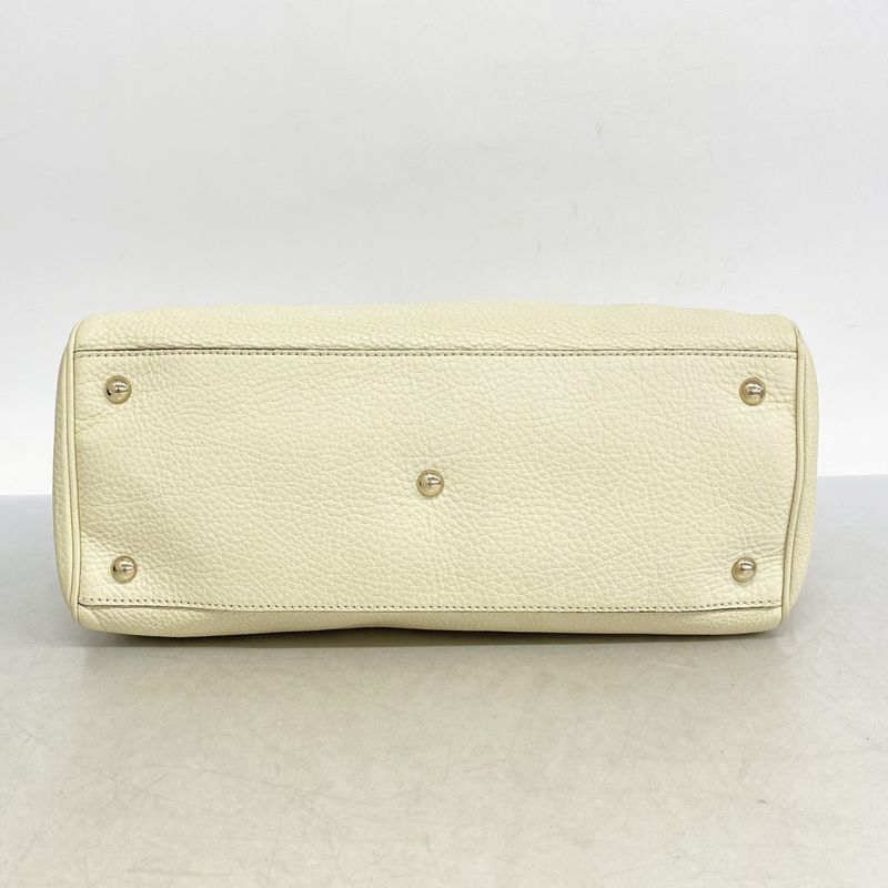 Gucci Handbag Bamboo 323660 Leather Ivory Chien Pan Gold Hardware Women