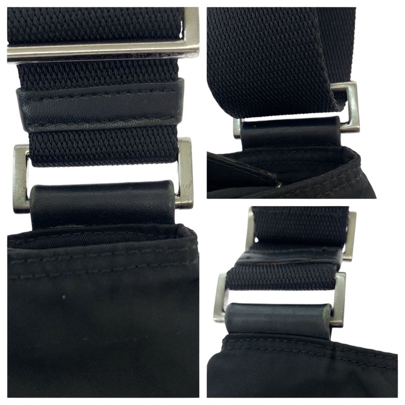 Prada Tessuto Triangle Logo Plate Black Silver Hardware Nylon Crossbody