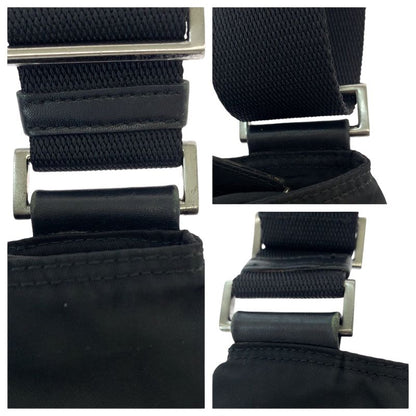 Prada Tessuto Triangle Logo Plate Black Silver Hardware Nylon Crossbody