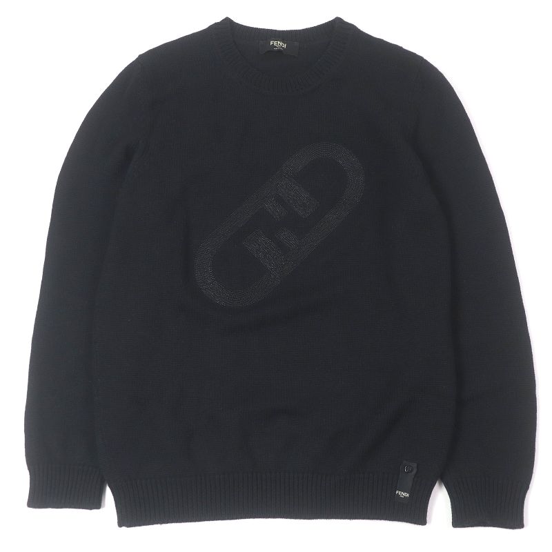 Fendi 2022 Fzx088 100% Wool FF Logo Zucca Bijoux Sweater Long Sleeve Knit