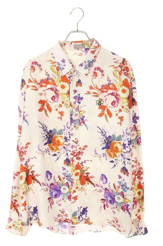 Dior 19SS 923c561w6016 BEE Embroidered Full Pattern Silk Long Sleeve Shirt
