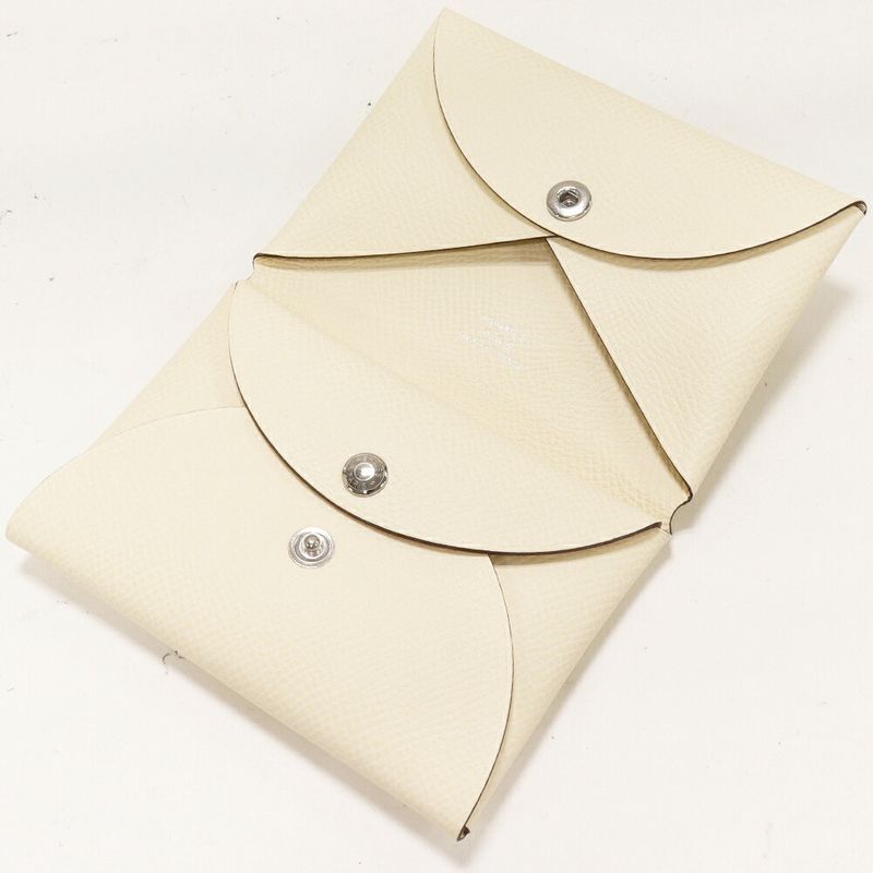 Hermes Coin Case Card Case Calvi Duo Epson Nata Silver Hardware