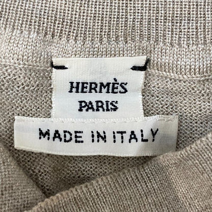 Hermes Cashmere Silk Short Sleeve Knit Cut and Sewn Size 40 Beige Women's Used
