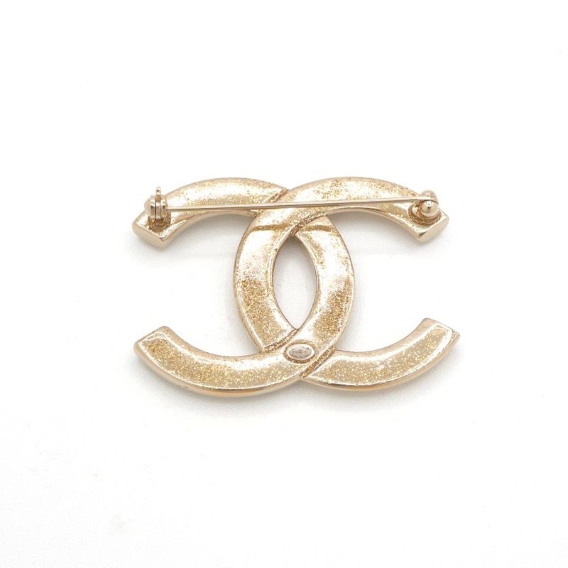 Chanel Brooch Corsage Gold Here Mark Rhinestone