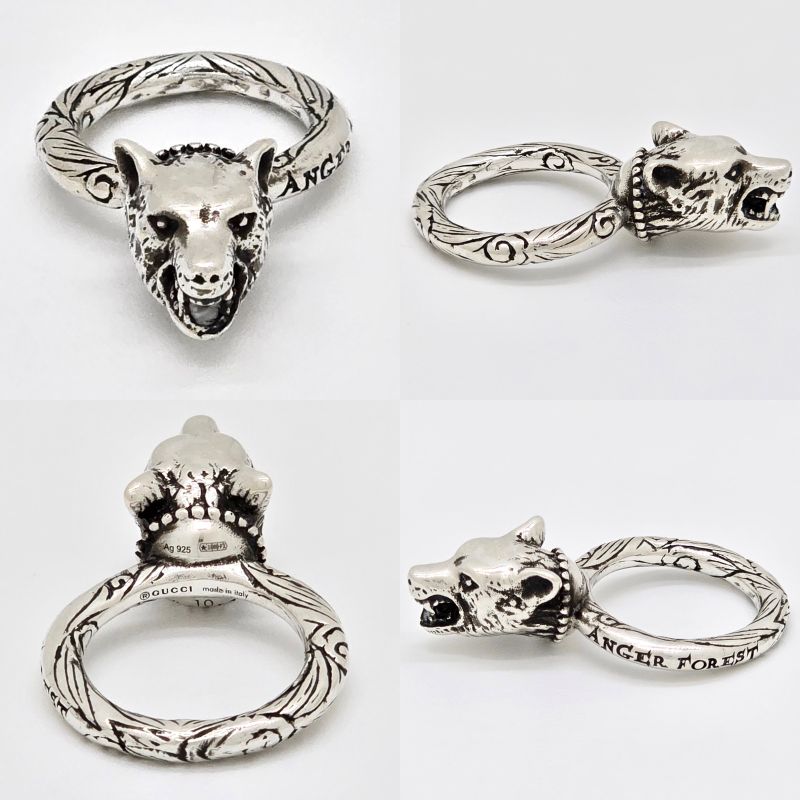 Gucci Anger Forest Wolf Head Ring 10 Approx 10 Star Ring Silver Sv925 1680fi