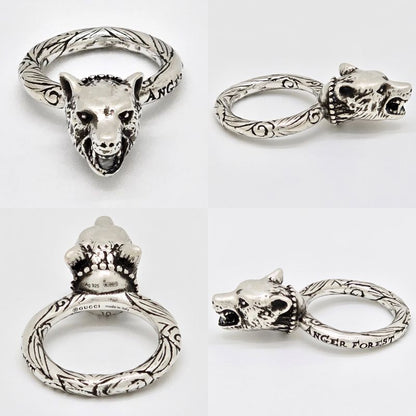 Gucci Anger Forest Wolf Head Ring 10 Approx 10 Star Ring Silver Sv925 1680fi