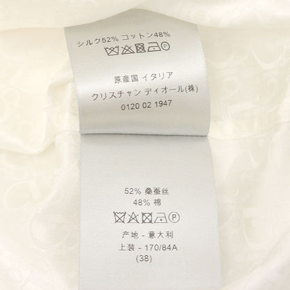 Dior Oblique Short Sleeve Shirt Size 38 White Silk Cotton