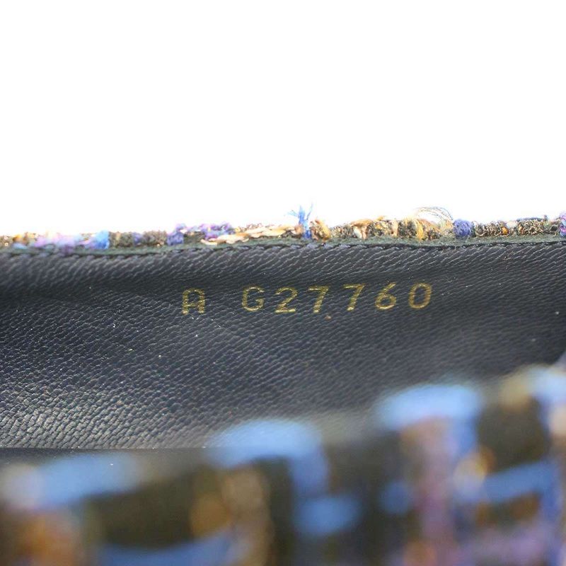 Chanel Ballerines Glitter Toe Tweed Flat Ballerina Shoes G27760 Navy 37