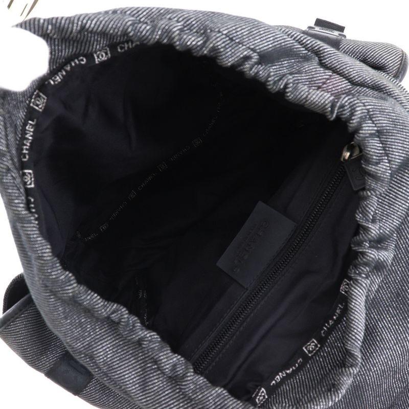 Chanel Backpack Sport Line Coco Mark Canvas Black/silver Women's Backpack/daypac