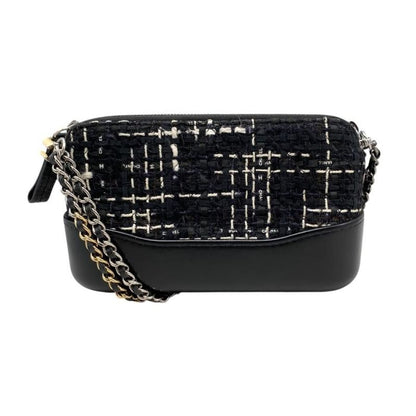 Chanel Shoulder Bag Gabrielle Deux Chain Wallet A94505 Tweed Leather Coco Mark