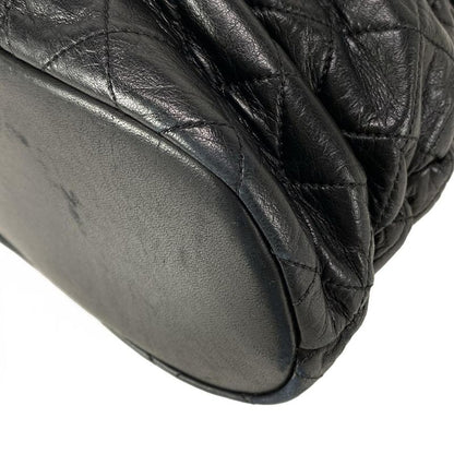 Chanel Matelasse Black Chain Shoulder Bag / Silver Hardware / Gathered Lambskin