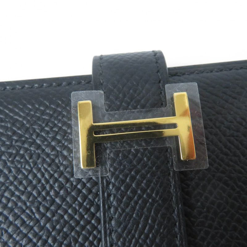 Hermes Bearn Compact Gold Hardware Vaux Epson Bifold Wallet Black With W